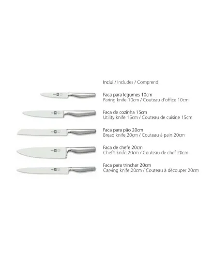 Bloco de Facas com 5 peças-Platina ICEL - Mimocook