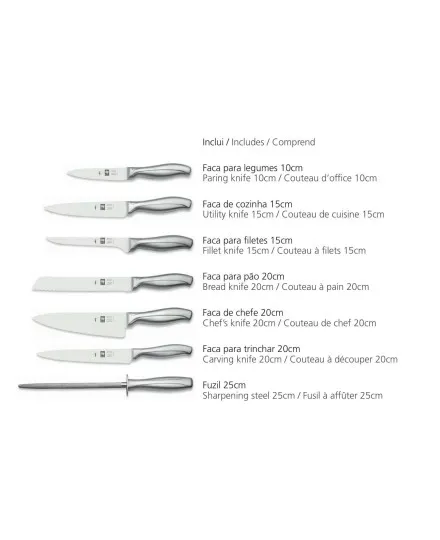 Bloco de facas com 7 peças - Absolute Steel