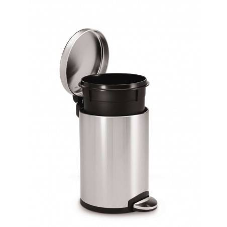 Balde de pedal 4,5L redondo inox escovado Simplehuman - Mimocook