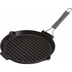 Staub Cast Iron Round Grill Pan with Flip Handle - Mimocook