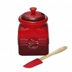 Le Creuset Stoneware Berry Jam Jar with Silicone Spreader - Mimocook