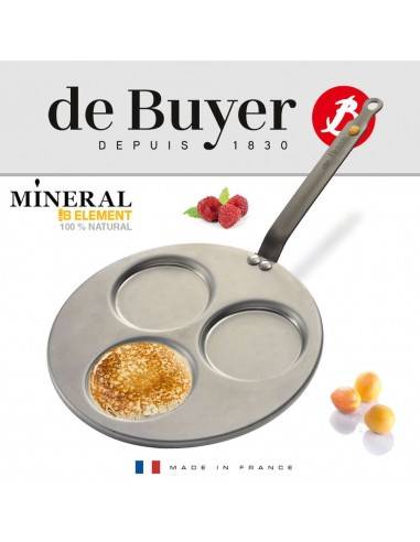 De Buyer Mineral B Element triple-blini pan - Mimocook