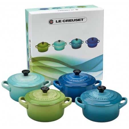 Le Creuset Set of 4 Mini Casserole Dishes blue green Ceramic - Mimocook