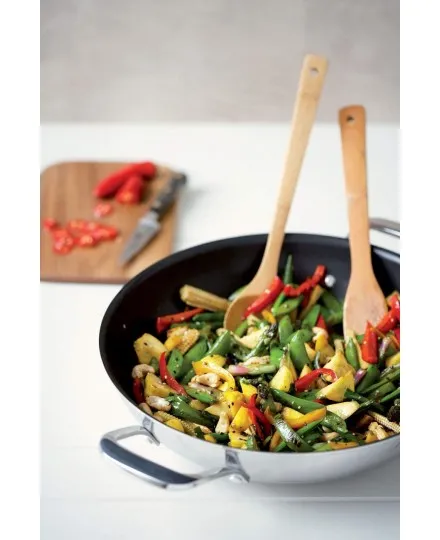 Le Creuset 3-Lagen-Edelstahl-Antihaft-Wok mit Glasdeckel 30 cm - Mimocook