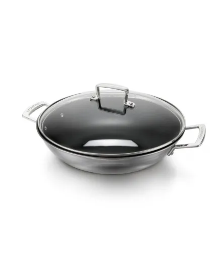 Le Creuset 3-Lagen-Edelstahl-Antihaft-Wok mit Glasdeckel 30 cm - Mimocook
