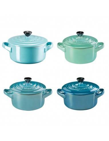 Le Creuset Satz von 4 Steingut Mini Cocottes Metallics Meer - Mimocook