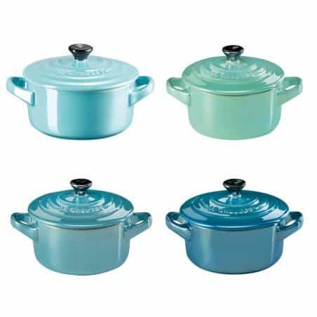 Le Creuset Satz von 4 Steingut Mini Cocottes Metallics Meer - Mimocook