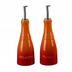 Le Creuset Stoneware Oil and Vinegar Bottle Set - Cerise - Mimocook