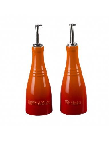 Le Creuset Stoneware Oil and Vinegar Bottle Set - Cerise - Mimocook