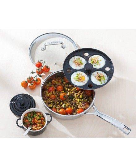 Le Creuset Unbeschichtete Sautépfanne mit Pochiereinsatz aus 3-ply Edelstahl | Le Creuset | Mimocook