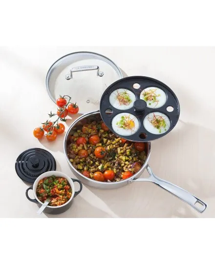 Sauté com acessório para ovos 3-ply inox da Le Creuset - Mimocook