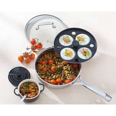 Le Creuset 3-ply Stainless Steel Uncoated Sauté Pan with Poaching Insert - Mimocook