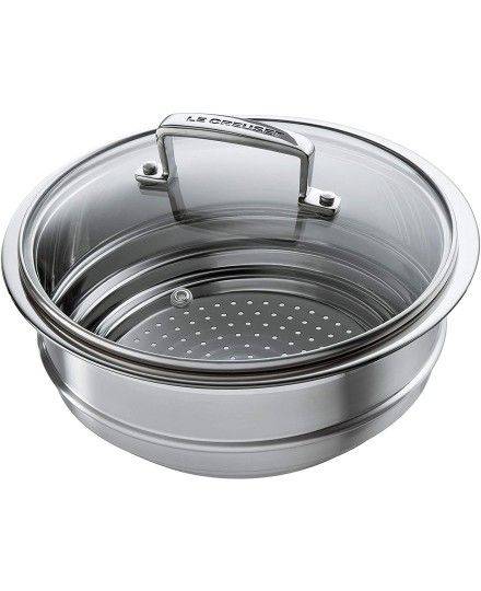 Le Creuset Grand cuit-vapeur adaptable Inox Classique avec couvercle en verre | Le Creuset | Mimocook