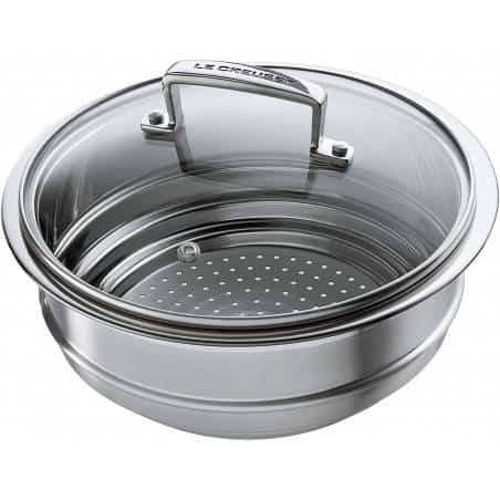 Acessório de vapor 3-ply inox com tampa de vidro da Le Creuset - Mimocook