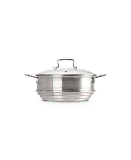 Le Creuset Grand cuit-vapeur adaptable Inox Classique avec couvercle en verre | Le Creuset | Mimocook