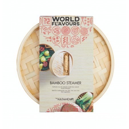 Kitchen Craft World of Flavours Oriental Large Two Tier Bamboo Steamer - Mimocook