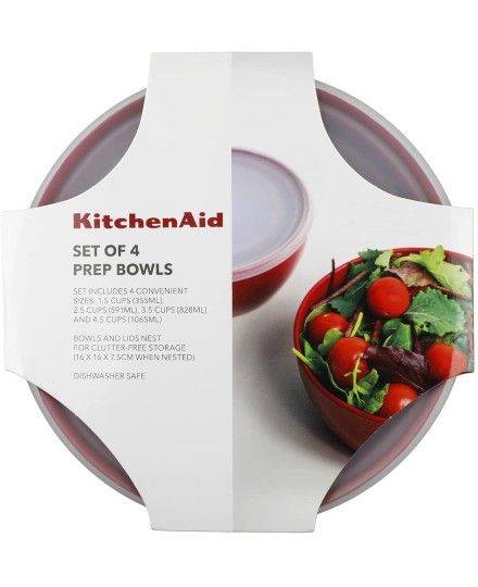 KitchenAid Set of 4 Meal Prep Bowls with Lids | KitchenAid | Mimocook