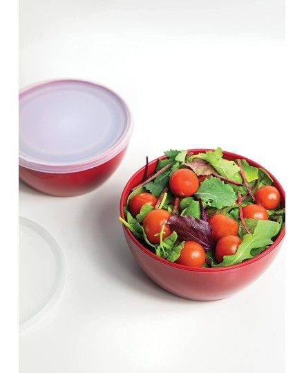 KitchenAid Saladiers en Plastique avec Couvercles, Rouge Set de 4 | KitchenAid | Mimocook