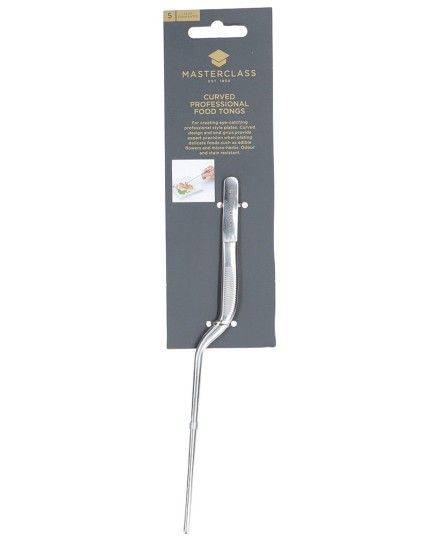 MasterClass Stainless Steel 21cm Curved Plating Tongs | Kitchen Craft | Mimocook