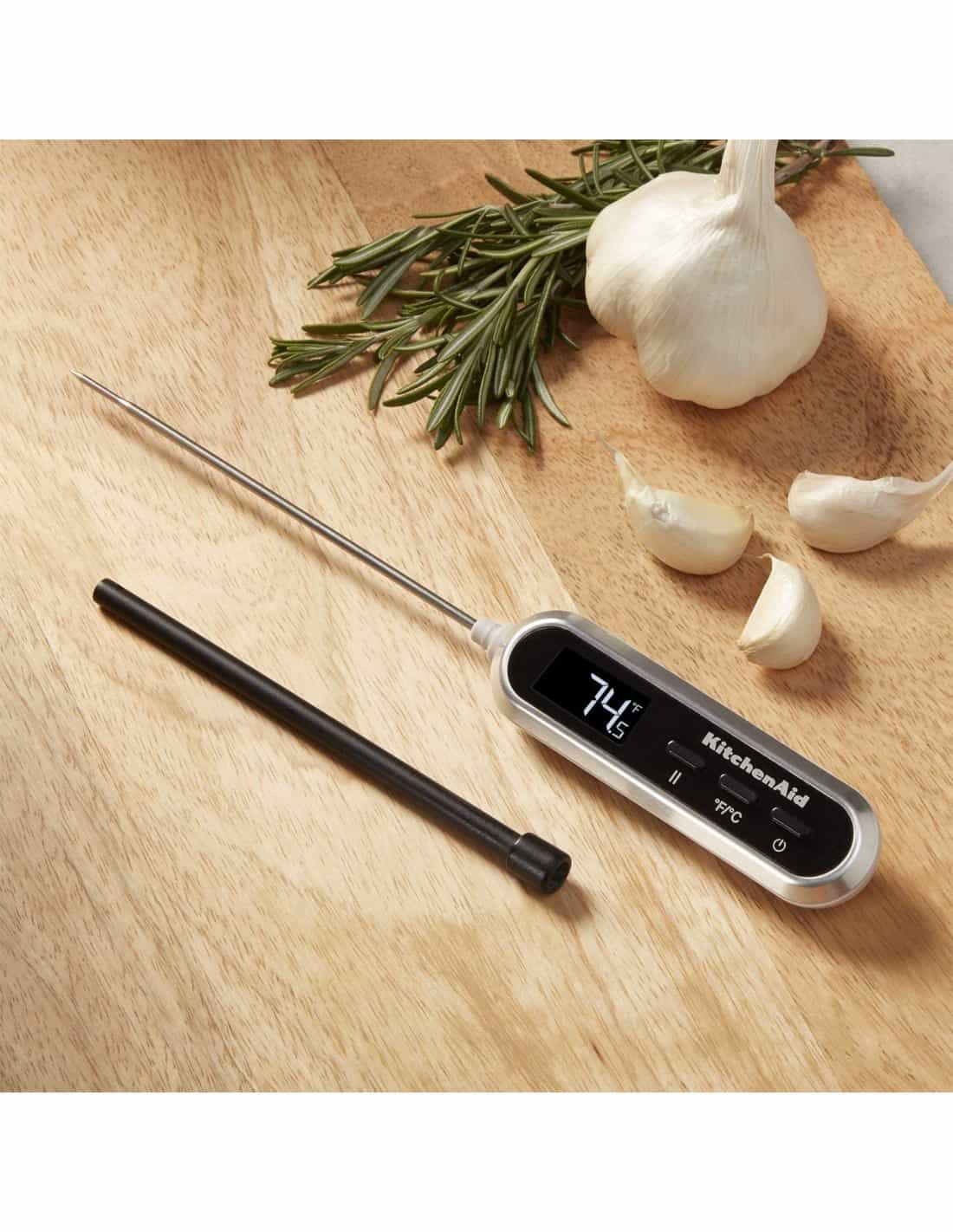 KitchenAid KQ910 Backlit Instant Read Digital Food Kitchen Grill Thermometer, Black