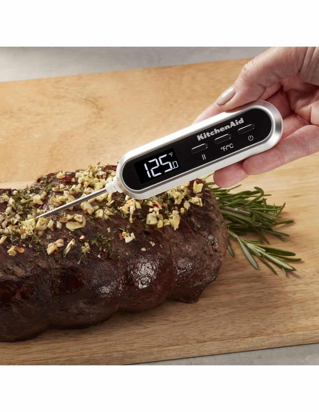 KitchenAid KQ910 Backlit Instant Read Digital Food Kitchen Grill Thermometer, Black