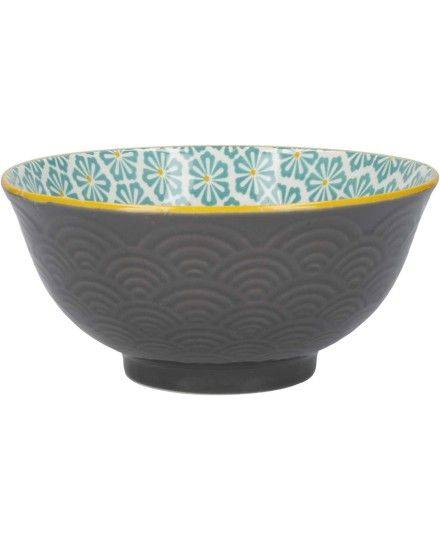 KitchenCraft Gemustertes Müslischalen-Set in Geschenkbox, Keramik, 'Monochrome' Designs, 15cm, 4 Stück | Kitchen Craft | Mimocook