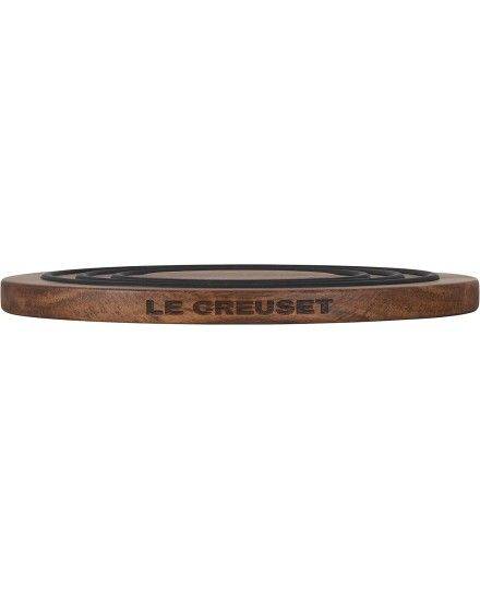 Le Creuset Magnetic Wooden Trivet, Acacia Wood with Black Silicone Rings | Le Creuset | Mimocook