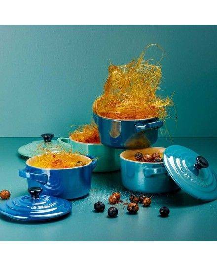 Le Creuset 4er-Set Mini Cocottes Metallics Blau-Grün aus Steinzeug | Le Creuset | Mimocook