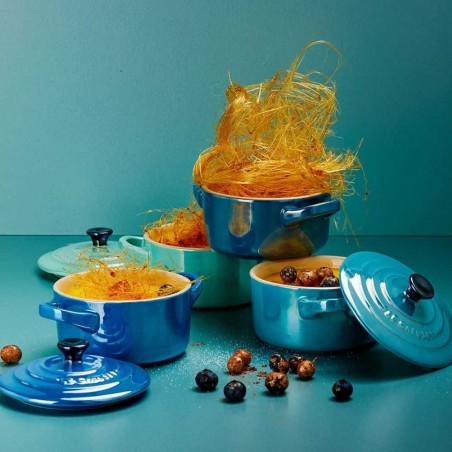 Le Creuset Satz von 4 Steingut Mini Cocottes Metallics Meer - Mimocook