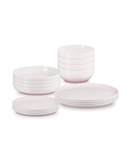 Le Creuset Stoneware Coupe 16-piece Dinnerware Set Shell Pink | Le Creuset | Mimocook