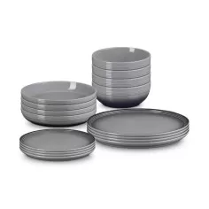 Set de 16 peças de serviço de mesa Coupe Flint grés Le Creuset - Mimocook