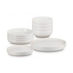 Set de 16 peças de serviço de mesa Coupe merengue grés Le Creuset  - Mimocook