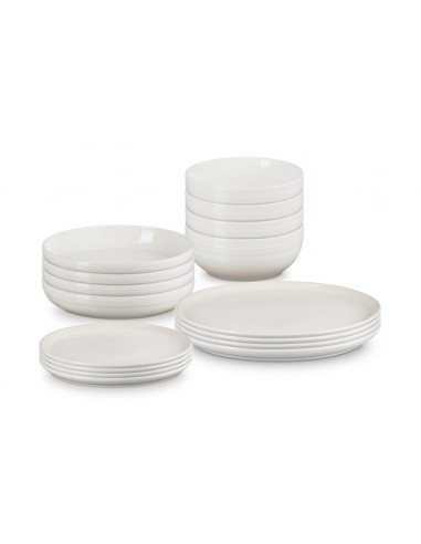 Set de 16 peças de serviço de mesa Coupe merengue grés Le Creuset  - Mimocook