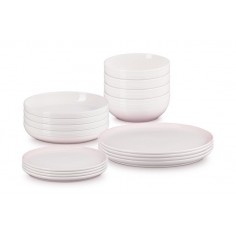 Set de 16 peças de serviço de mesa Coupe Shell Pink grés Le Creuset  - Mimocook