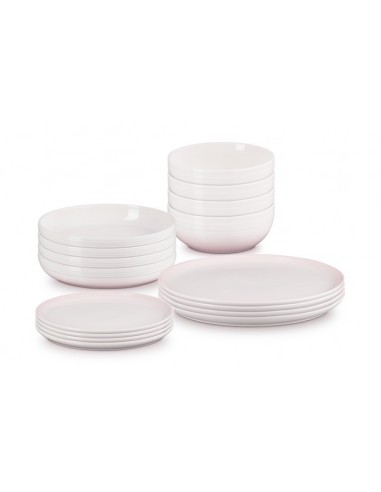 Set de 16 peças de serviço de mesa Coupe Shell Pink grés Le Creuset  - Mimocook