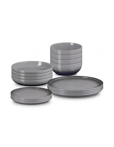 Set de 16 peças de serviço de mesa Coupe Flint grés Le Creuset  - Mimocook