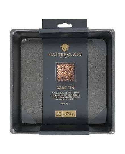 MasterClass Non-Stick 18cm Square Loose Base Deep Cake Pan | Kitchen Craft | Mimocook