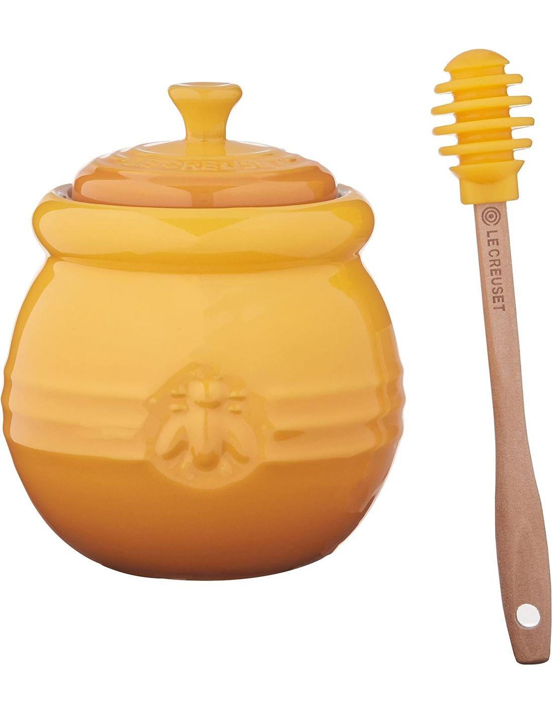 Creative Co-Op Pot à miel avec couvercle en grès et cuillère en