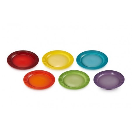 Set 6 pratos pequenos Arco-íris em cerâmica de grés Le Creuset - Mimocook