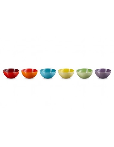 Set 6 Tigelas Aperitivos Arco-Íris em Cerâmica de Grés Le Creuset - Mimocook