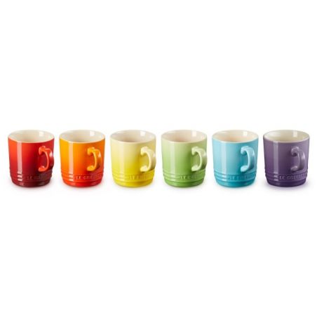 Le Creuset Steingut Regenbogen Satz von 6 Cappuccino Tassen