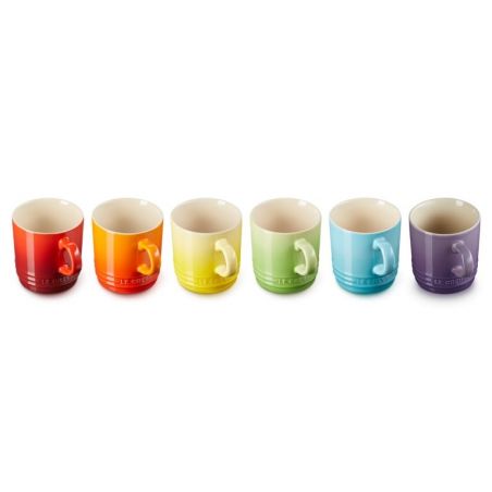 Le Creuset Steingut Regenbogen Satz von 6 Cappuccino Tassen