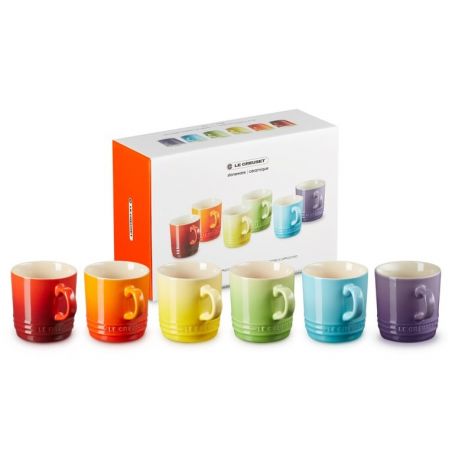 Le Creuset Steingut Regenbogen Satz von 6 Cappuccino Tassen