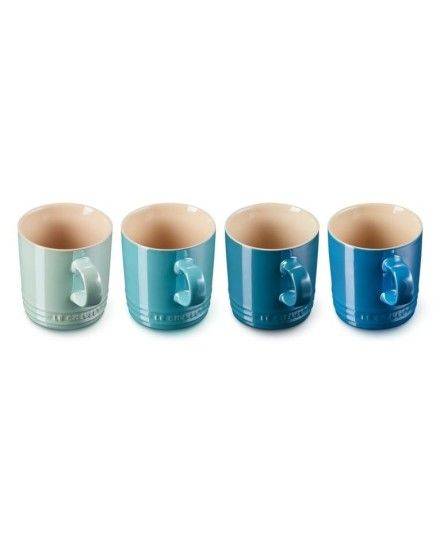 Le Creuset 4er-Set Becher Metallics Blau-Grün aus Steinzeug | Le Creuset | Mimocook
