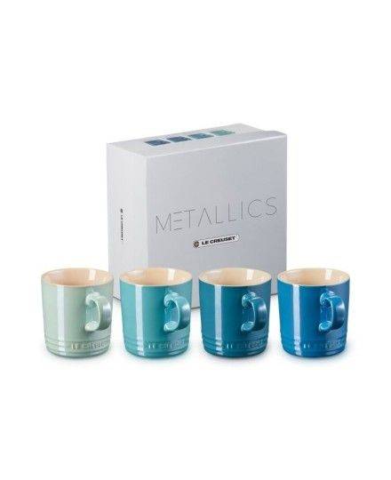 Set de 4 tazas grandes Metallics Azul de cerámica de gres Le Creuset | Le Creuset | Mimocook