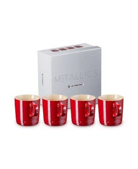 Le Creuset Stoneware Metallics Set of 4 Mugs Cerise | Le Creuset | Mimocook