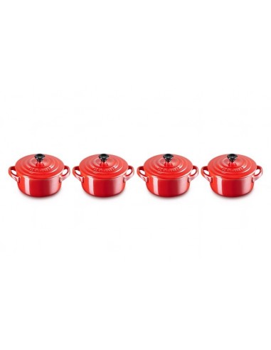 Set 4 Mini-Cocottes Metallics vermelho em cerâmica de grés Le Creuset - Mimocook