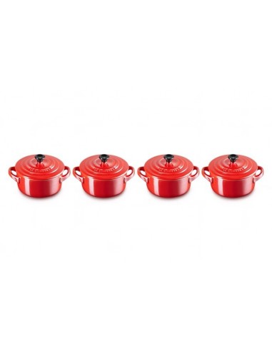 Set 4 mini cocottes Metallics vermelho em cerâmica de grés Le Creuset - Mimocook