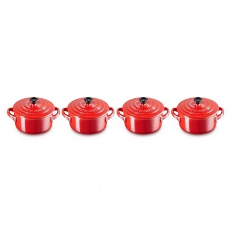 Set 4 mini cocottes Metallics vermelho em cerâmica de grés Le Creuset - Mimocook