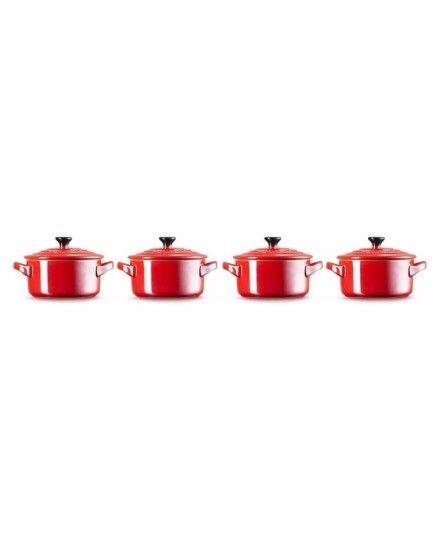 Set 4 mini cocottes Metallics vermelho em cerâmica de grés Le Creuset | Le Creuset | Mimocook